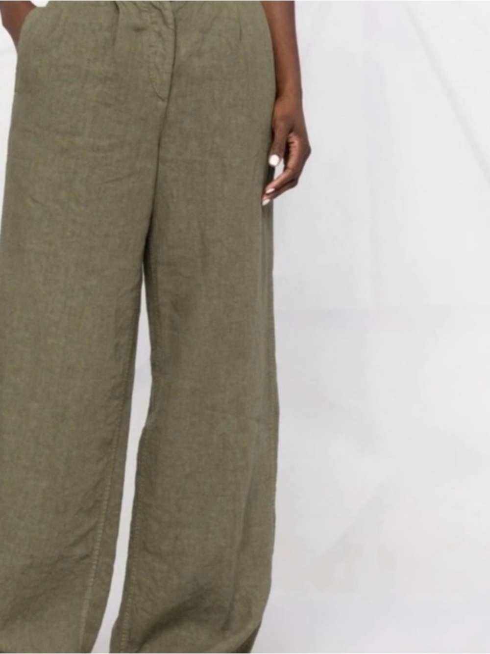 Aspesi Olive Wide-Leg Linen Pants size 40